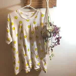 Yellow and white smiley face forever 21 t-shirt